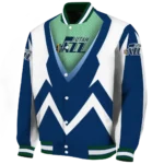 personalized utah jazz v stripes navy white varsity jacket best selling.webp