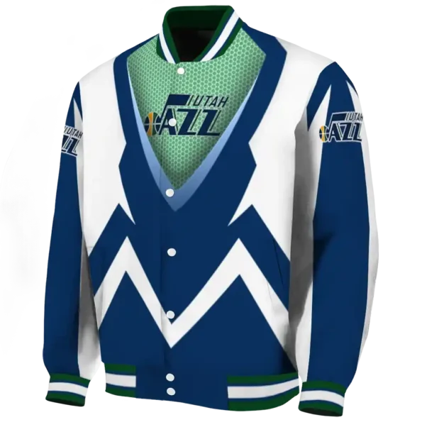 personalized utah jazz v stripes navy white varsity jacket best selling.webp