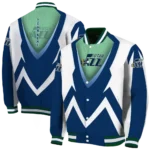 personalized utah jazz v stripes navy white varsity jacket best selling.webp
