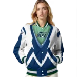 personalized utah jazz v stripes navy white varsity jacket best selling.webp