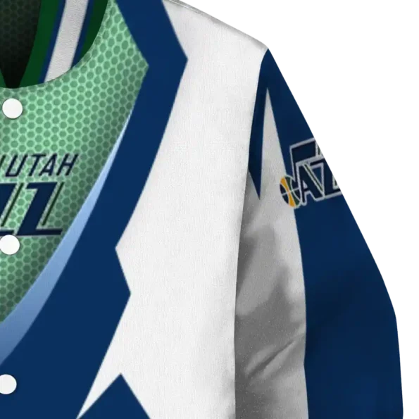 personalized utah jazz v stripes navy white varsity jacket premium grade.webp