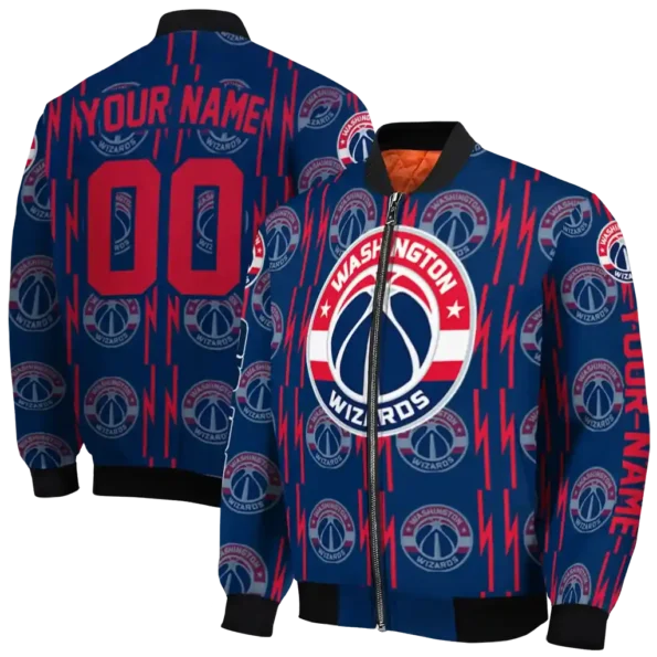 personalized washington wizards bolt stripe blue bomber jacket fashion forward