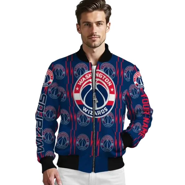 personalized washington wizards bolt stripe blue bomber jacket high quality