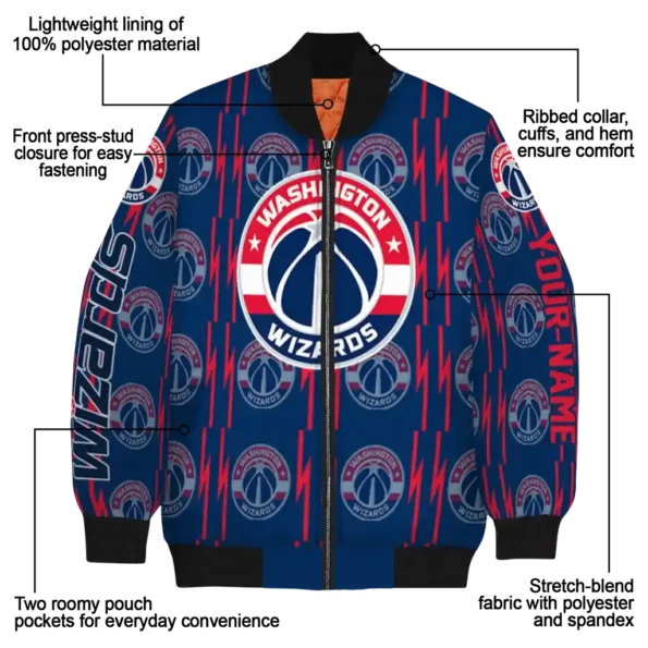 personalized washington wizards bolt stripe blue bomber jacket new arrival