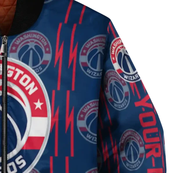 personalized washington wizards bolt stripe blue bomber jacket premium grade