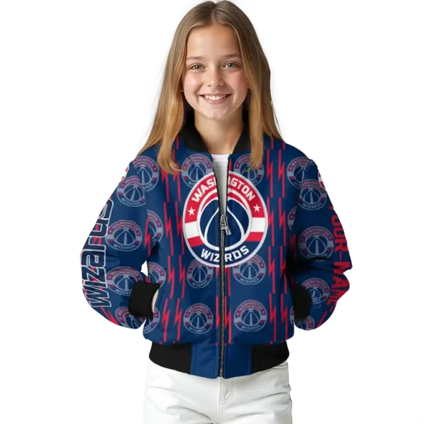 personalized washington wizards bolt stripe blue bomber jacket top rated