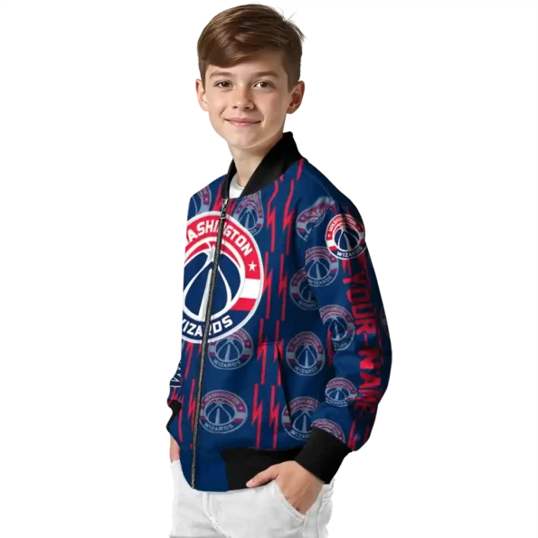 personalized washington wizards bolt stripe blue bomber jacket trendy