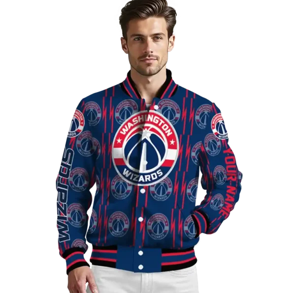 personalized washington wizards bolt stripe blue varsity jacket high quality.webp