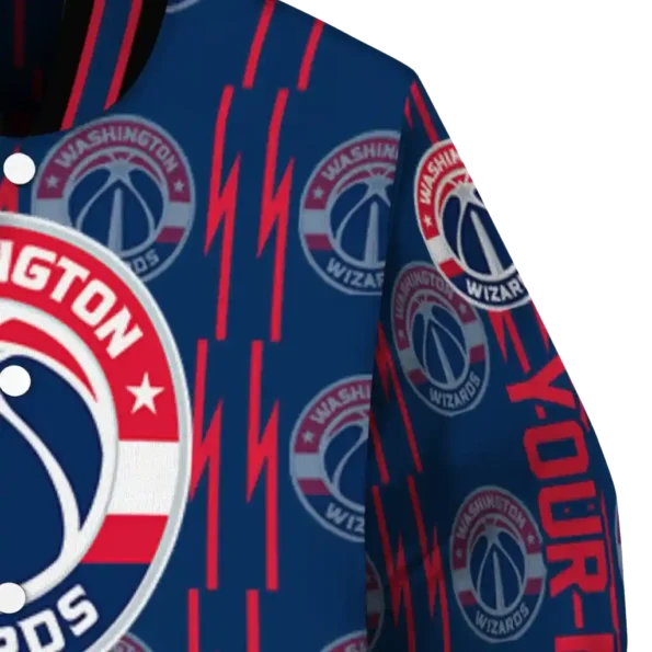 personalized washington wizards bolt stripe blue varsity jacket premium grade.webp