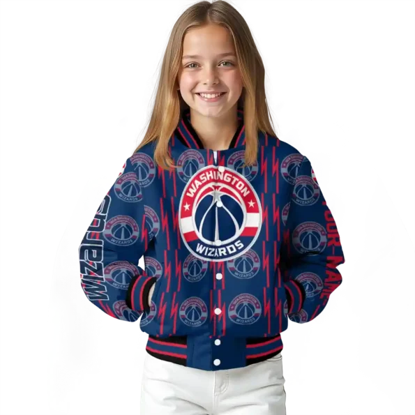 personalized washington wizards bolt stripe blue varsity jacket top rated.webp