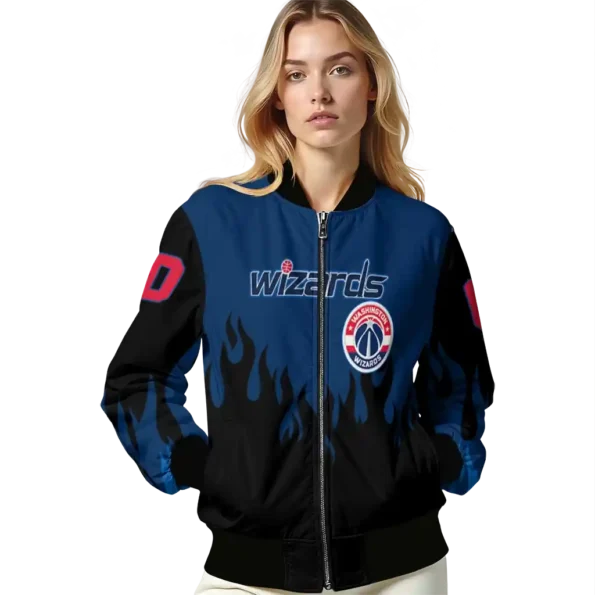 personalized washington wizards flame border blue black bomber jacket latest model