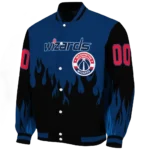 personalized washington wizards flame border blue black varsity jacket best selling.webp