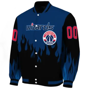 personalized washington wizards flame border blue black varsity jacket best selling.webp