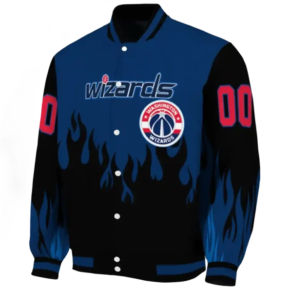 personalized washington wizards flame border blue black varsity jacket best selling.webp