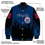personalized washington wizards flame border blue black varsity jacket best selling.webp