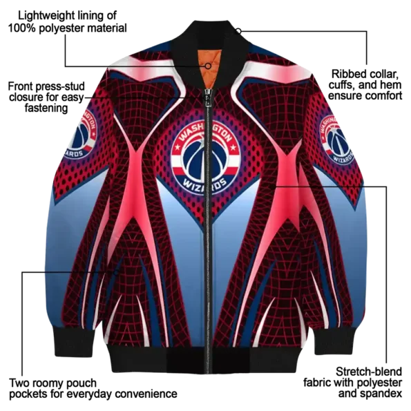 personalized washington wizards mesh chest black bomber jacket new arrival