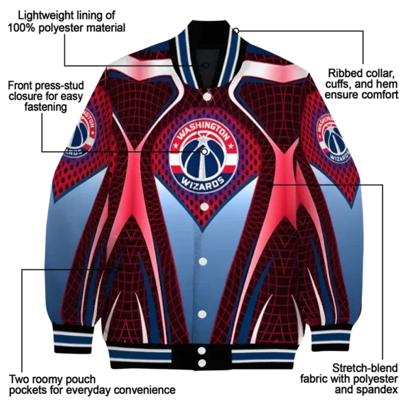 personalized washington wizards mesh chest black varsity jacket new arrival.webp
