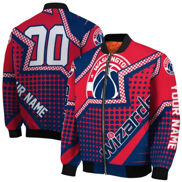 personalized washington wizards star burst blue bomber jacket fashion forward