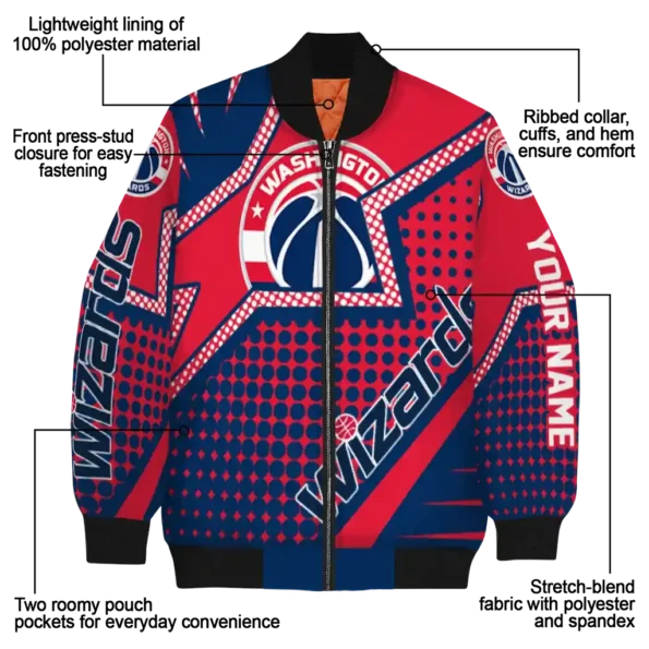 personalized washington wizards star burst blue bomber jacket new arrival