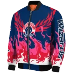 personalized washington wizards winged blaze blue white bomber jacket best selling