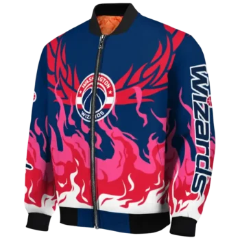 personalized washington wizards winged blaze blue white bomber jacket best selling