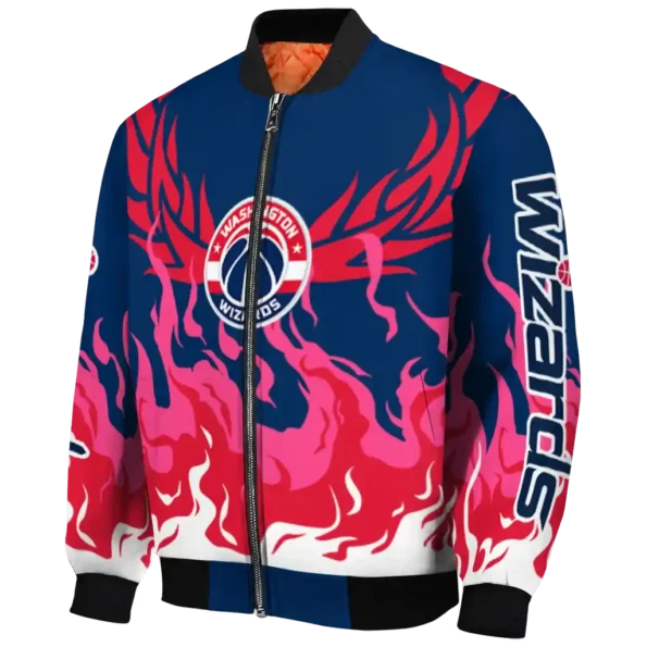 personalized washington wizards winged blaze blue white bomber jacket best selling