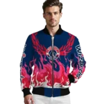 personalized washington wizards winged blaze blue white bomber jacket best selling