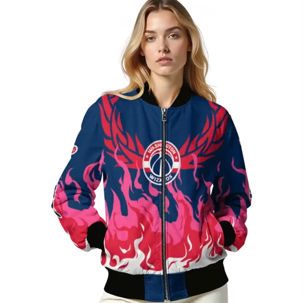 personalized washington wizards winged blaze blue white bomber jacket latest model