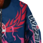 personalized washington wizards winged blaze blue white bomber jacket best selling
