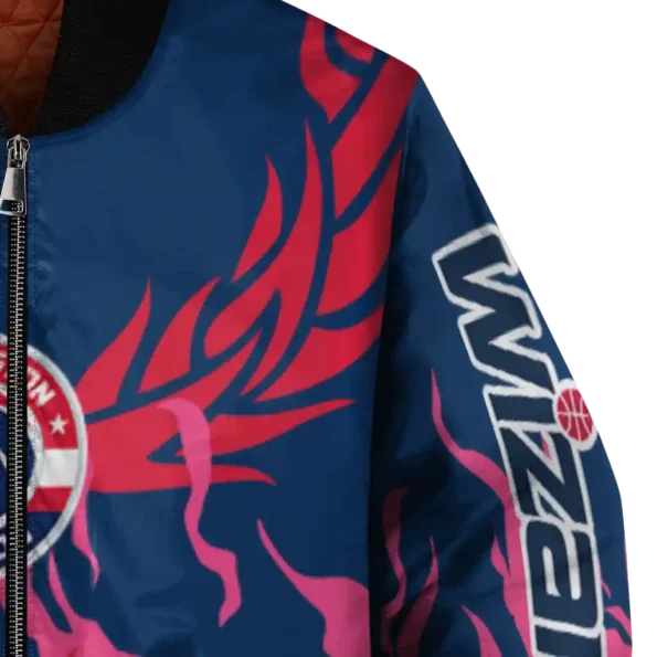 personalized washington wizards winged blaze blue white bomber jacket premium grade