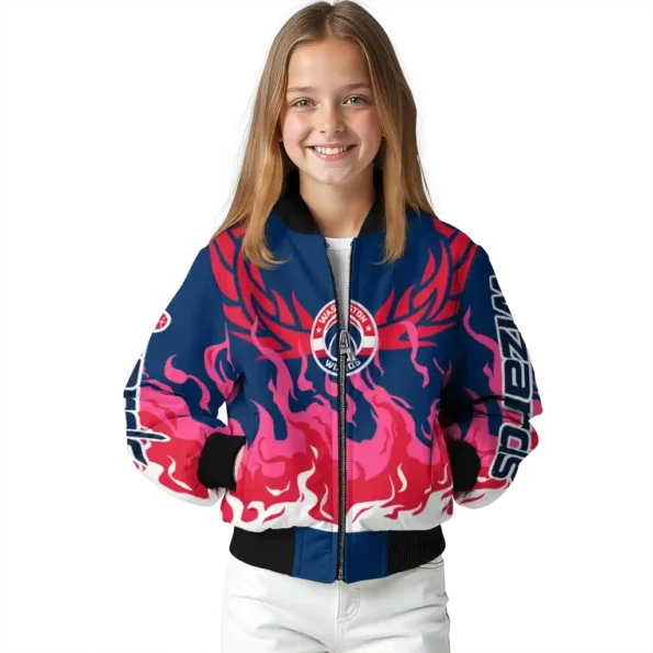 personalized washington wizards winged blaze blue white bomber jacket top rated