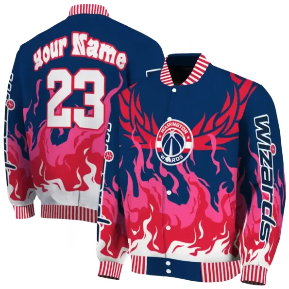 personalized washington wizards winged blaze blue white varsity jacket fashion forward.webp