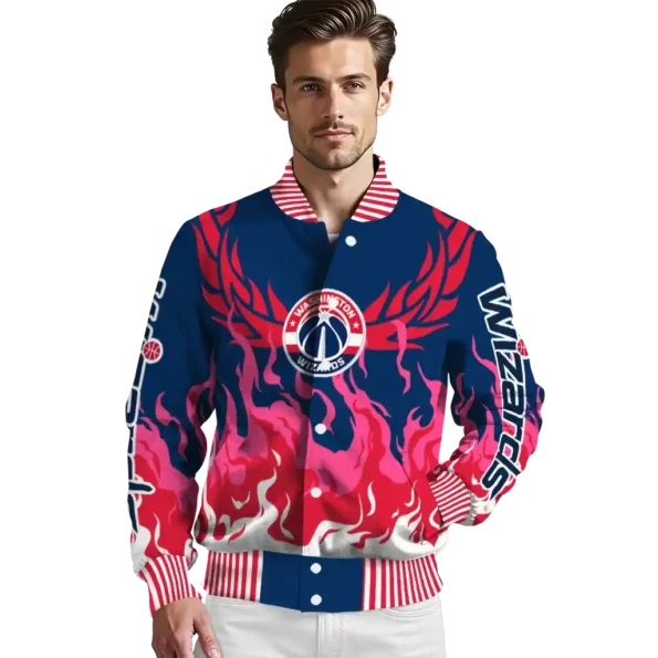personalized washington wizards winged blaze blue white varsity jacket high quality.webp