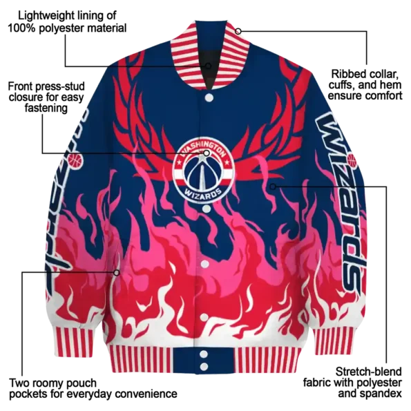 personalized washington wizards winged blaze blue white varsity jacket new arrival.webp