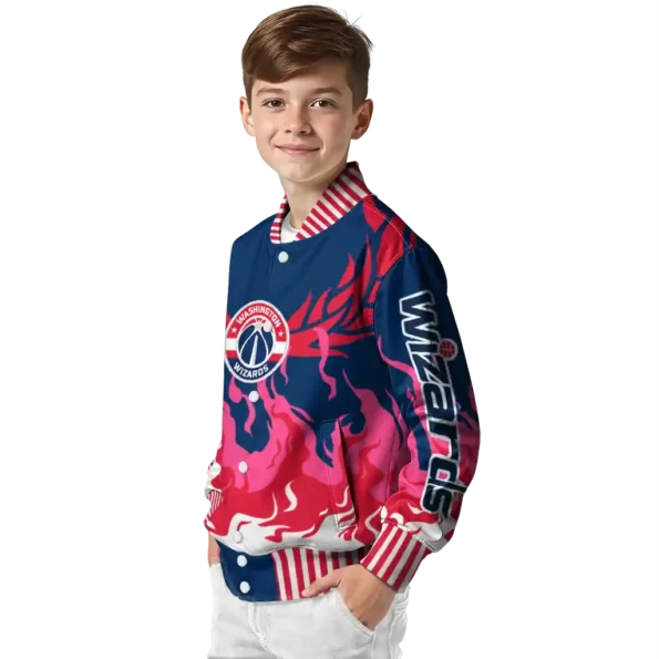 personalized washington wizards winged blaze blue white varsity jacket trendy.webp