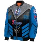 philadelphia 76ers arrow layer blue black bomber jacket best selling