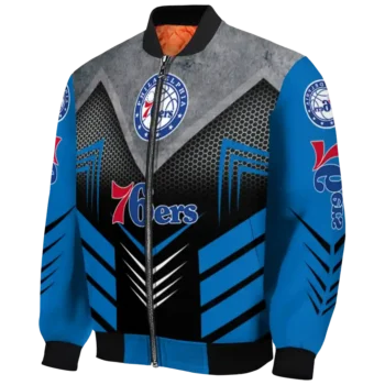 philadelphia 76ers arrow layer blue black bomber jacket best selling