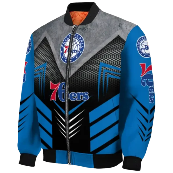 philadelphia 76ers arrow layer blue black bomber jacket best selling
