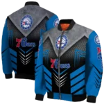 philadelphia 76ers arrow layer blue black bomber jacket best selling
