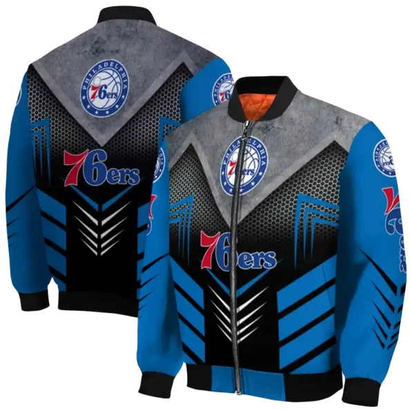 philadelphia 76ers arrow layer blue black bomber jacket fashion forward