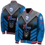 philadelphia 76ers arrow layer blue black varsity jacket best selling.webp