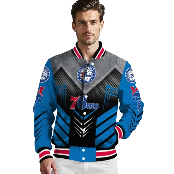 philadelphia 76ers arrow layer blue black varsity jacket high quality.webp