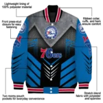 philadelphia 76ers arrow layer blue black varsity jacket best selling.webp