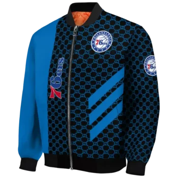 philadelphia 76ers triple side stripes blue black bomber jacket best selling