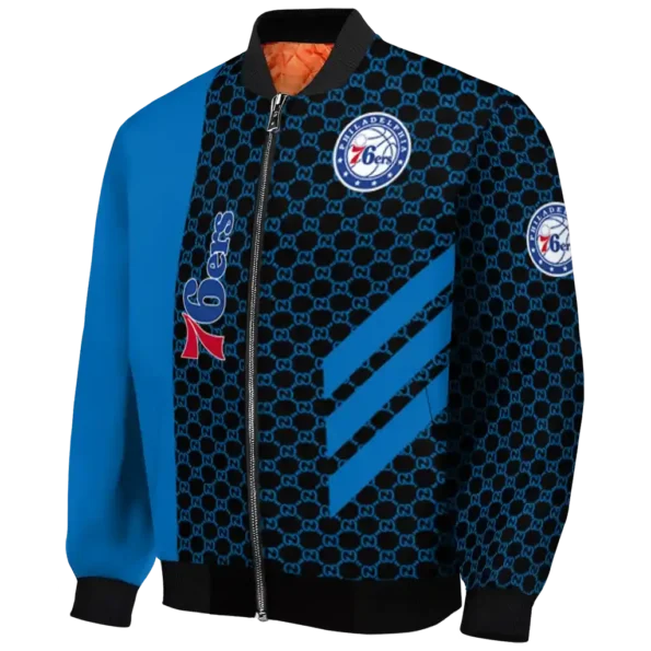 philadelphia 76ers triple side stripes blue black bomber jacket best selling