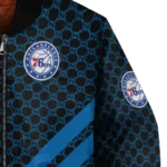 philadelphia 76ers triple side stripes blue black bomber jacket best selling