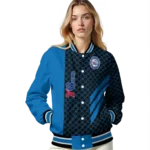 philadelphia 76ers triple side stripes blue black varsity jacket best selling.webp