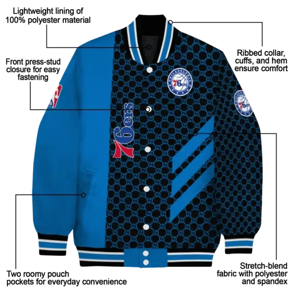 philadelphia 76ers triple side stripes blue black varsity jacket new arrival.webp