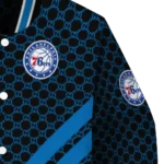 philadelphia 76ers triple side stripes blue black varsity jacket best selling.webp
