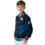 philadelphia 76ers triple side stripes blue black varsity jacket best selling.webp